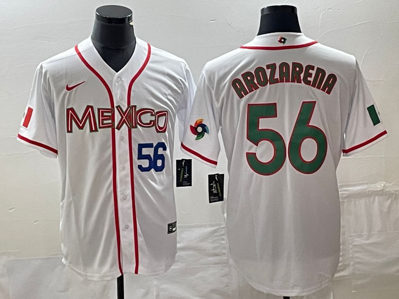 Men 2023 World Cub Mexico 56 Arozarena White green Nike MLB Jersey 1